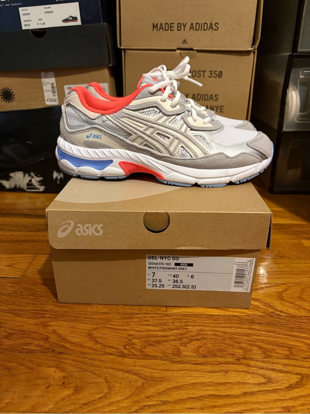 ASICS white and coral GEL-NYC GS sneaker